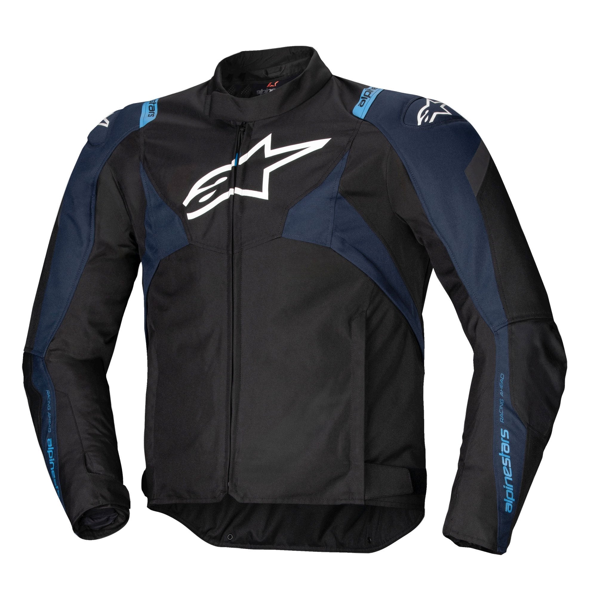 Alpinestars T-Jaws V4 Waterproof Textile Jacket Black / Dark Blue / Blithe Blue FREE 1 YEAR Returns, FREE UK Delivery | ThrottleChimp