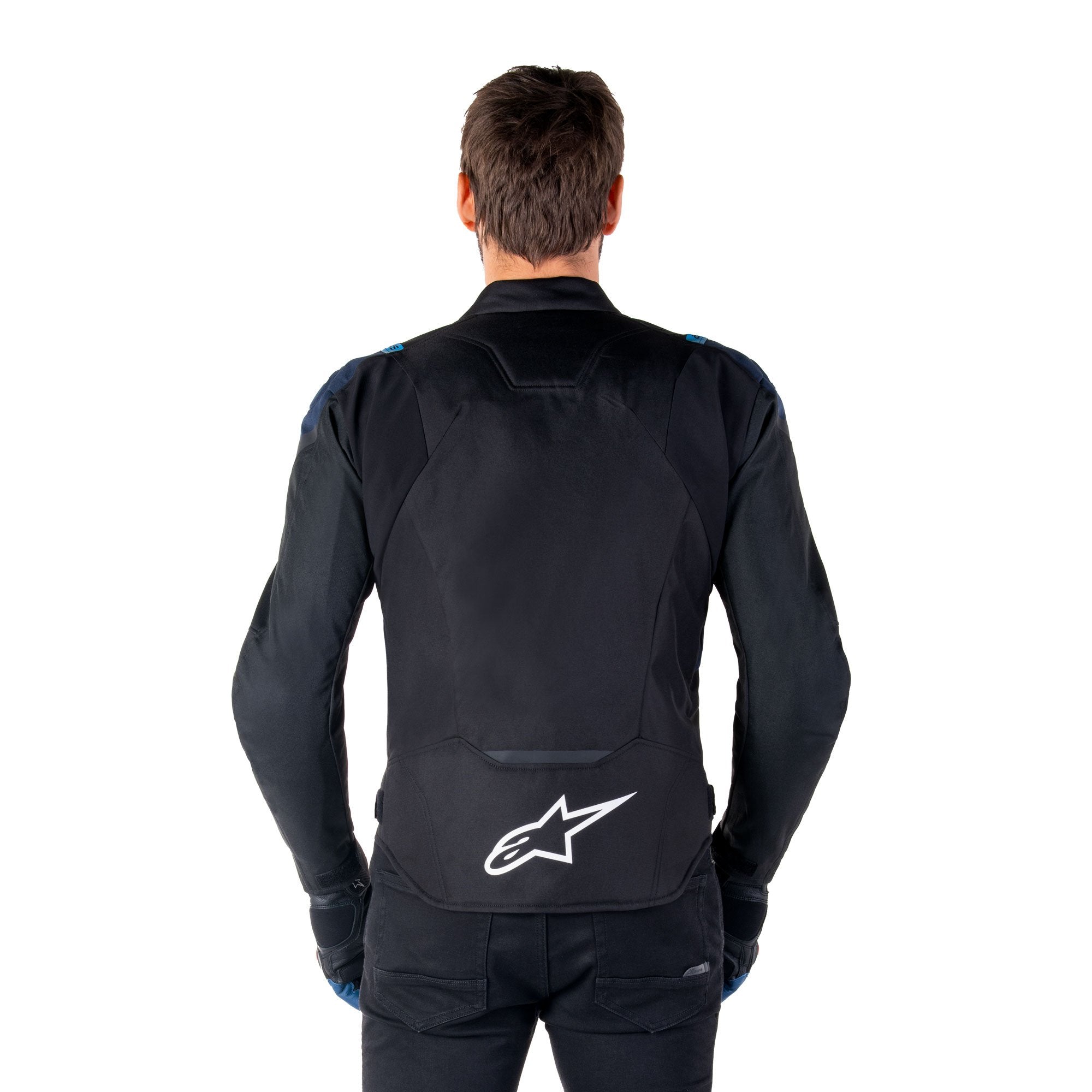 Alpinestars T-Jaws V4 Waterproof Textile Jacket Black / Dark Blue / Blithe Blue FREE 1 YEAR Returns, FREE UK Delivery | ThrottleChimp