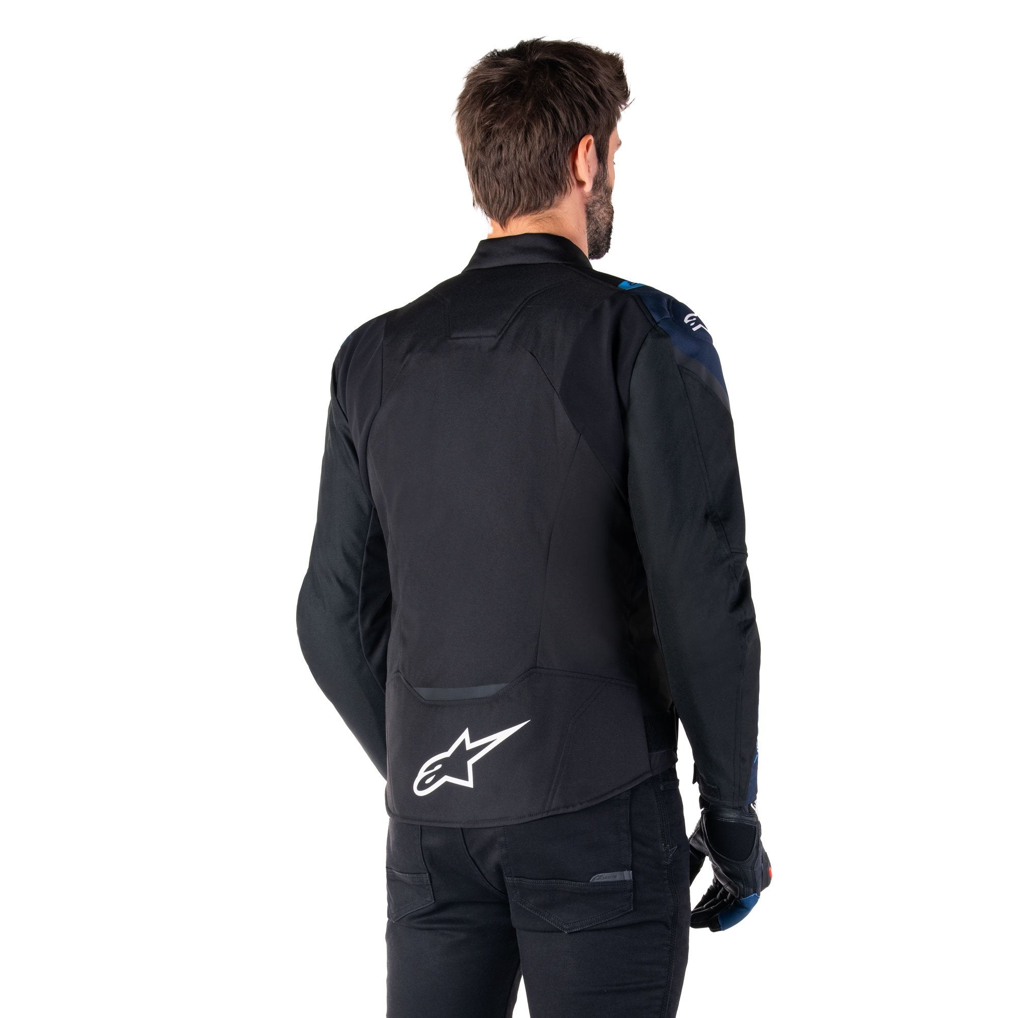 Alpinestars T-Jaws V4 Waterproof Textile Jacket Black / Dark Blue / Blithe Blue FREE 1 YEAR Returns, FREE UK Delivery | ThrottleChimp