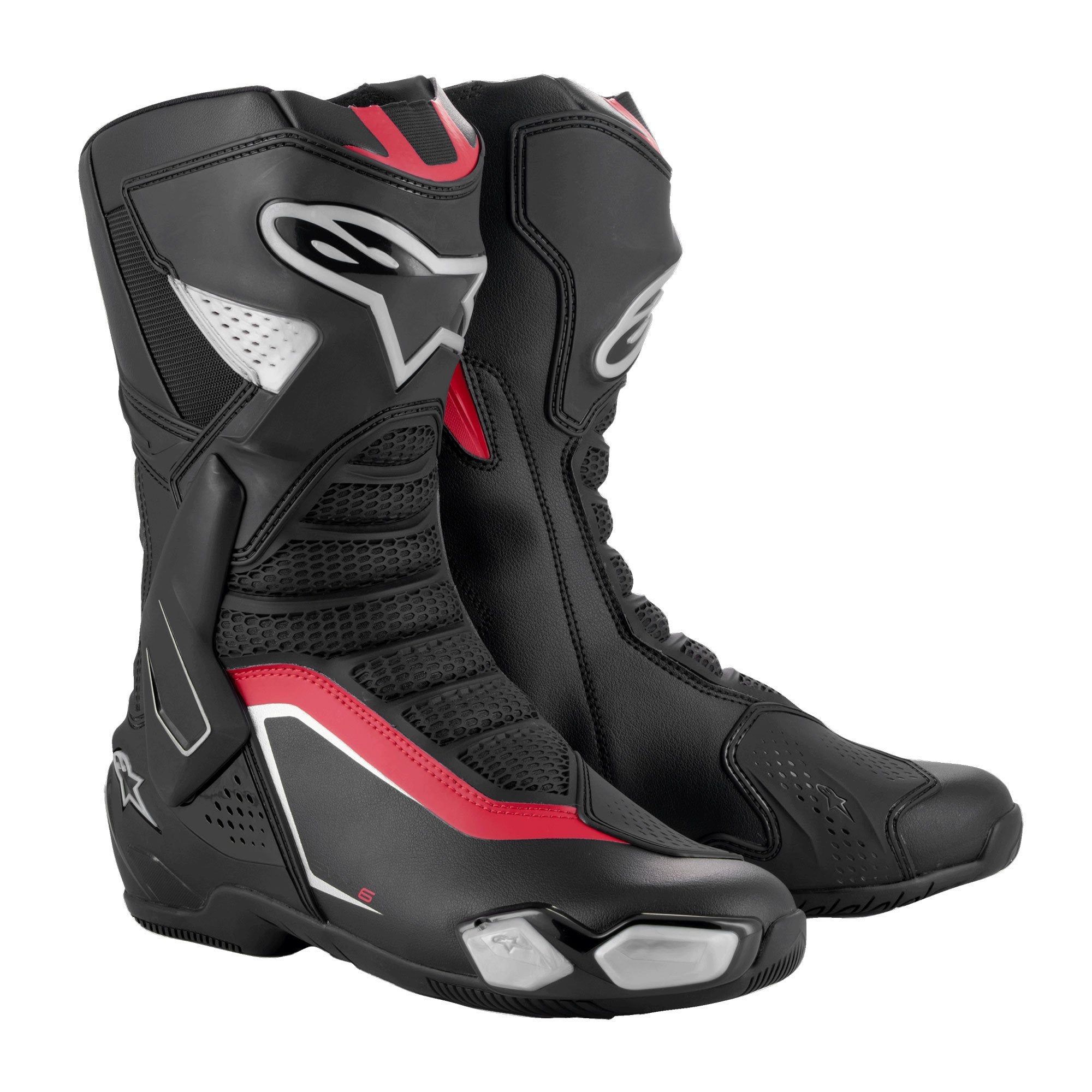 Alpinestars SMX-6 V3 Boots Black / Silver / Red FREE 1 YEAR Returns, FREE UK Delivery | ThrottleChimp