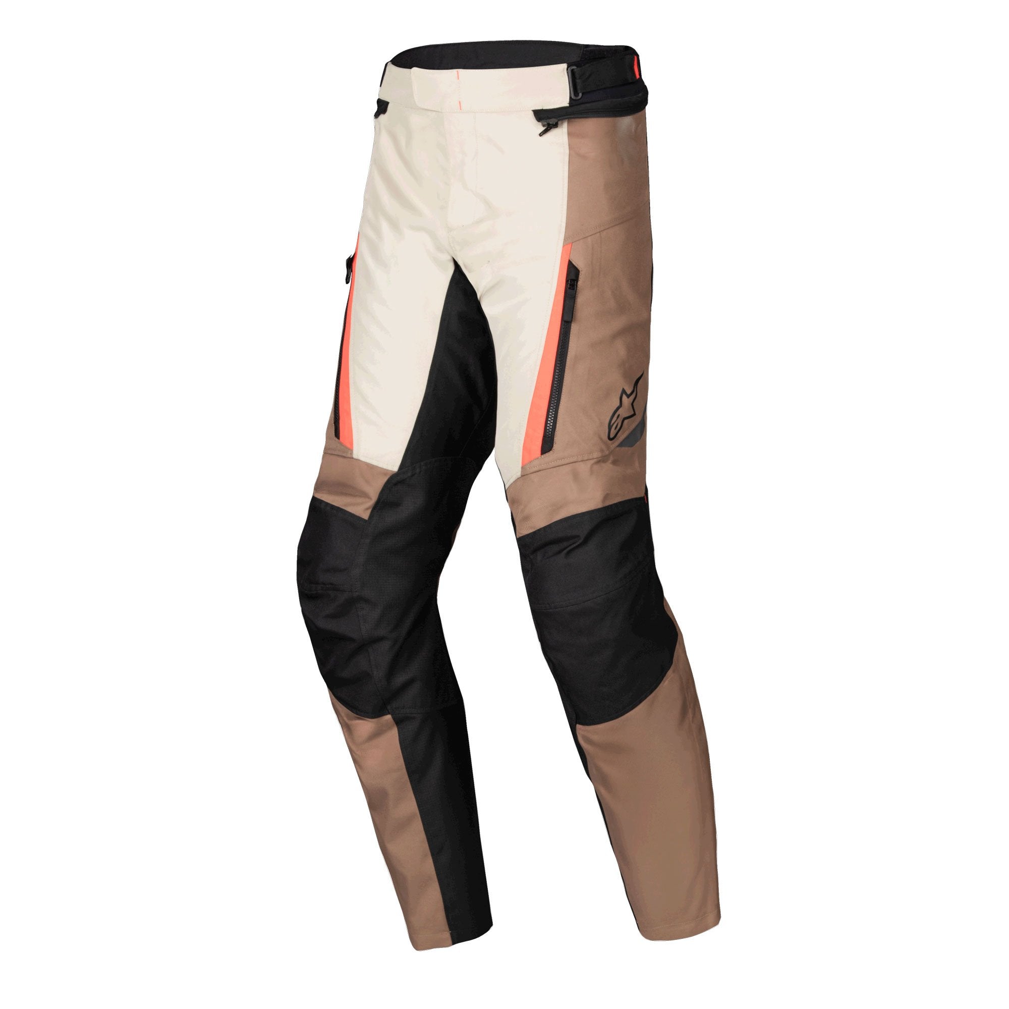 Alpinestars ST-1 Waterproof Textile Trouser Dark Khaki / Sand / Black / Fluo Red FREE 1 YEAR Returns, FREE UK Delivery | ThrottleChimp