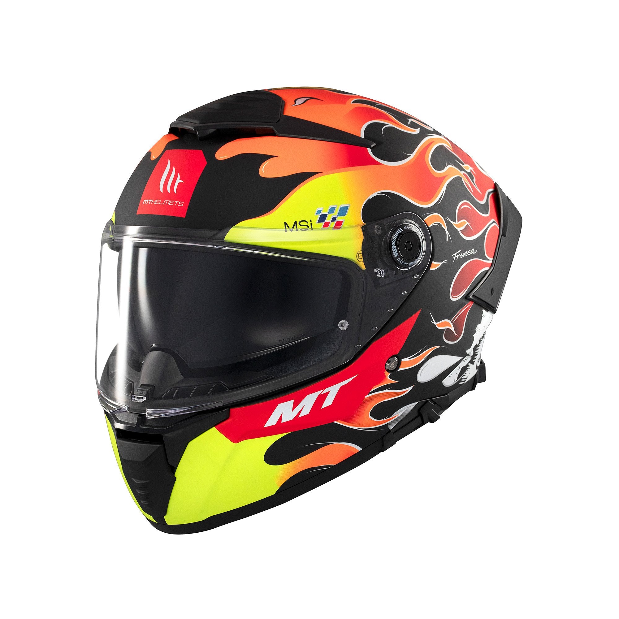 MT Thunder 4 SV Yamanaka B3 Full Face Helmet Matt Fluo Yellow / Red FREE 1 YEAR Returns, FREE UK Delivery | ThrottleChimp