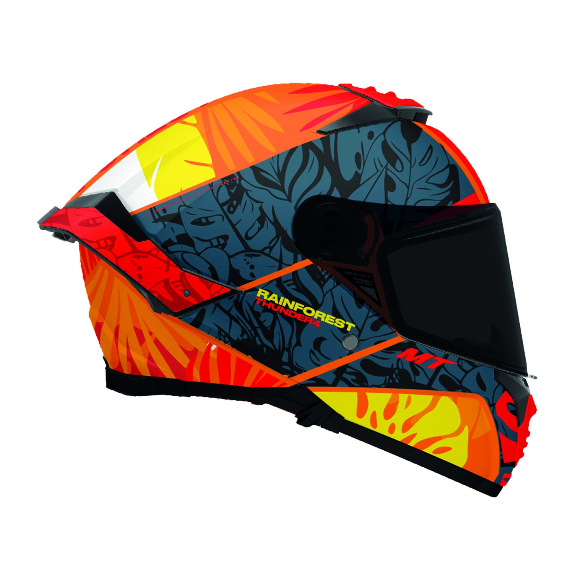 MT Thunder 4 SV Rainforest C4 Full Face Helmet Gloss Orange FREE 1 YEAR Returns, FREE UK Delivery | ThrottleChimp