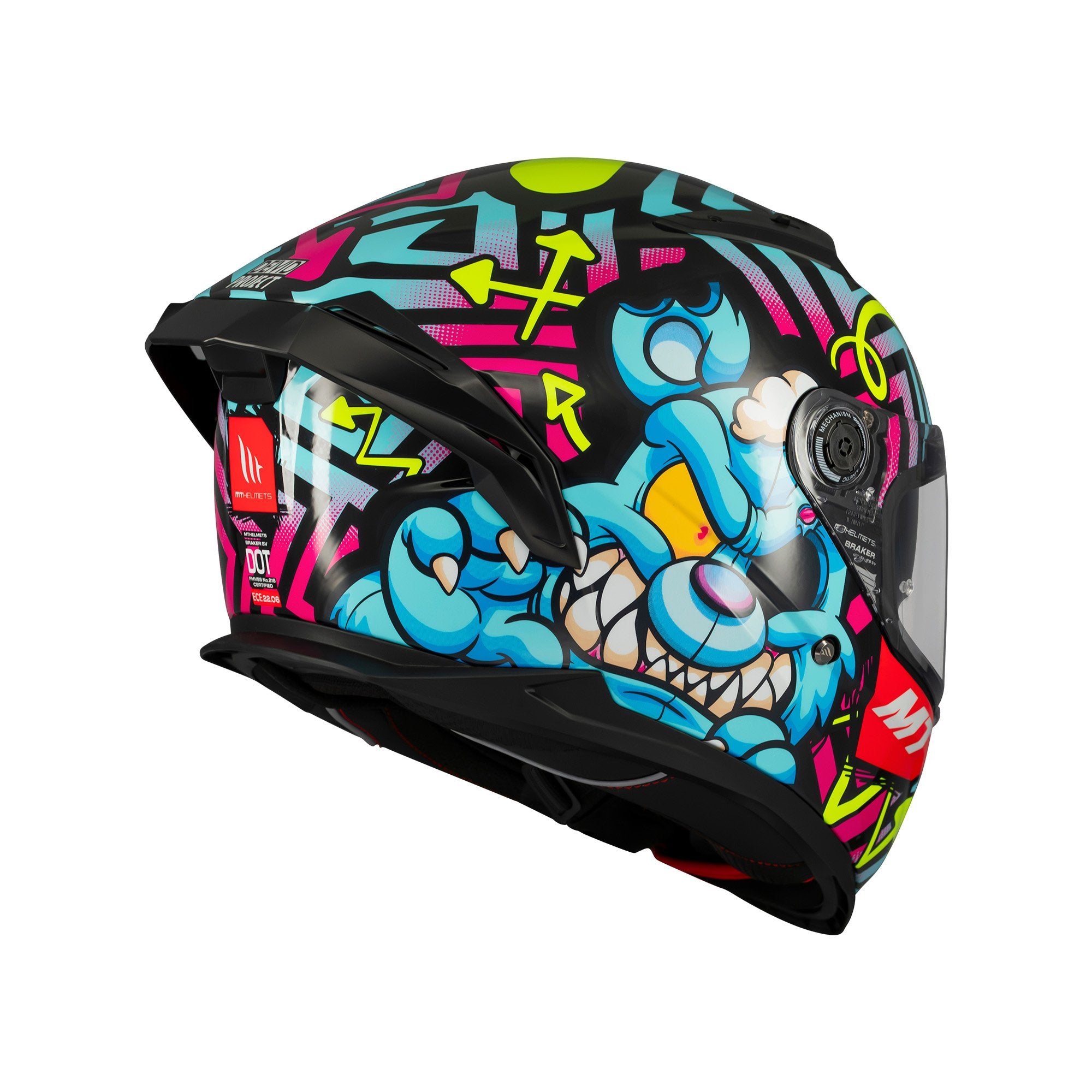 MT Braker SV Crazy Teddy B7 Full Face Helmet Gloss Multi FREE 1 YEAR Returns, FREE UK Delivery | ThrottleChimp