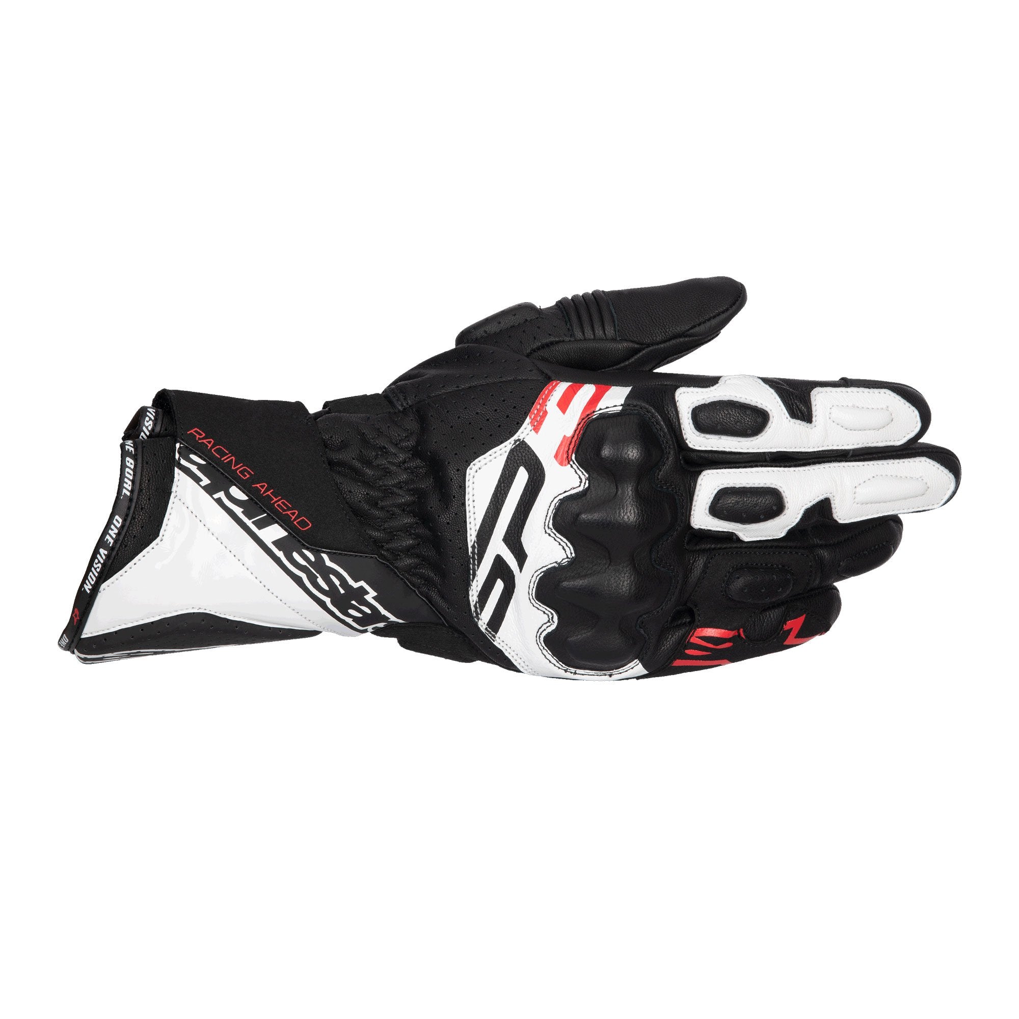 Alpinestars SP-3 Leather Gloves Black / White / Fluo Red FREE 1 YEAR Returns, FREE UK Delivery | ThrottleChimp