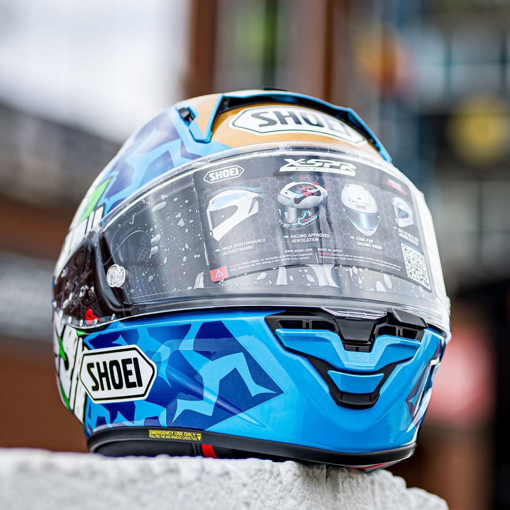 Shoei X-SPR Pro Harrison TC2 Full Face Helmet Blue FREE 1 YEAR Returns, FREE UK Delivery | ThrottleChimp