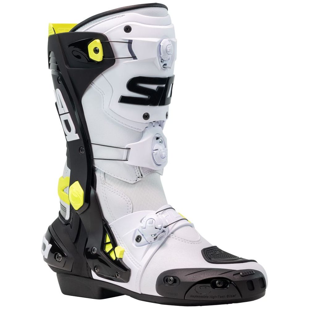 Sidi Rex CE Boots White / Black / Yellow FREE 1 YEAR Returns, FREE UK Delivery | ThrottleChimp