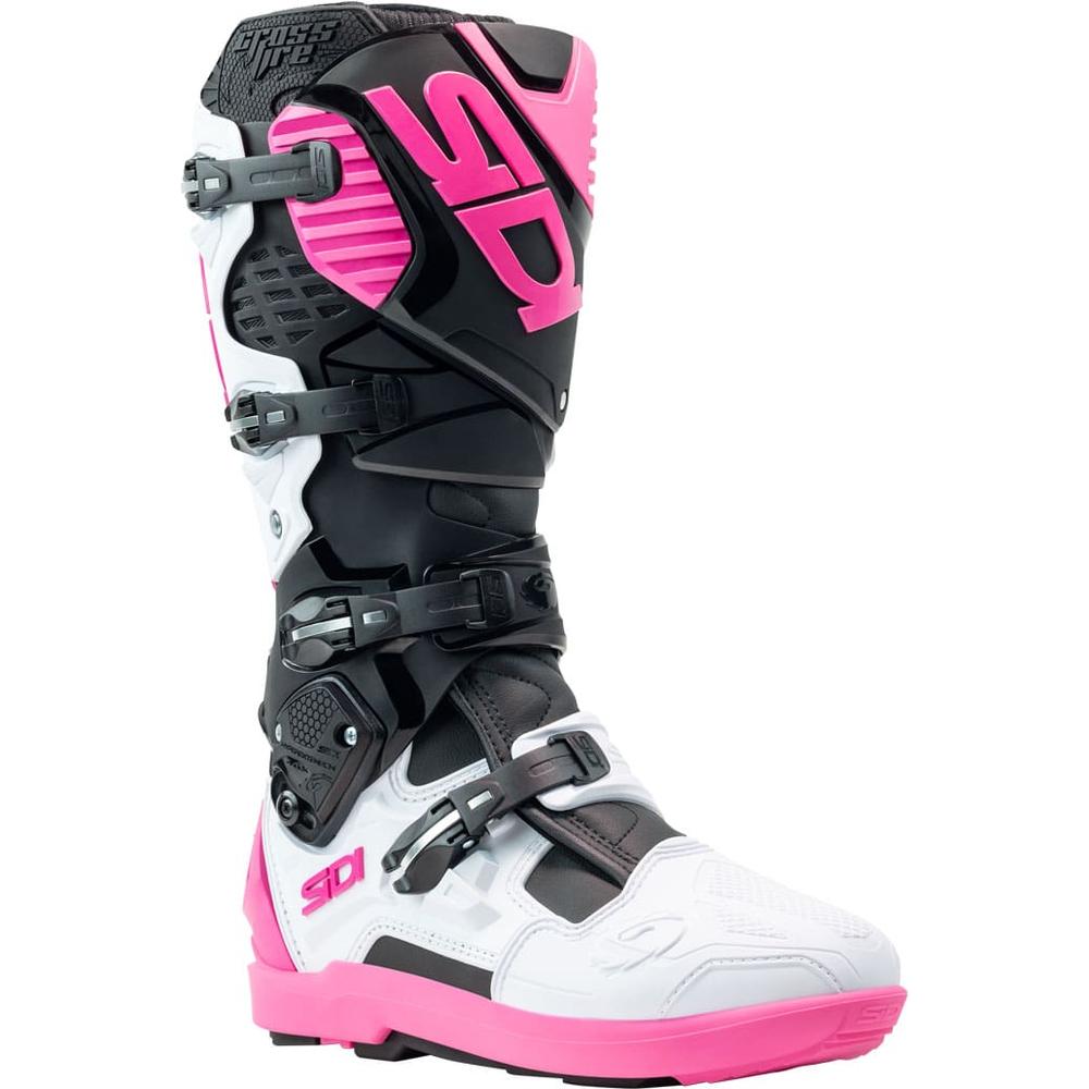 Sidi Crossfire 3 SRS CE Boots Black / White / Pink FREE 1 YEAR Returns, FREE UK Delivery | ThrottleChimp