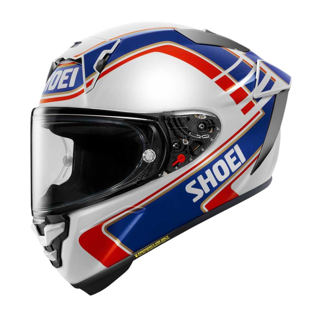 Shoei X-SPR Pro Wayne Gardner TC2 Full Face Helmet White / Blue / Red FREE 1 YEAR Returns, FREE UK Delivery | ThrottleChimp