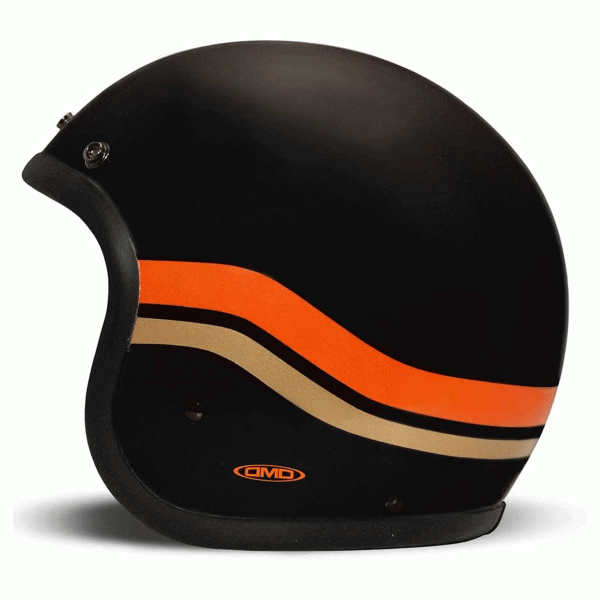 DMD Retro Jet Open Face Helmet Matt Black Sunset FREE UK Delivery, FREE 365 Day Returns | Moto Central