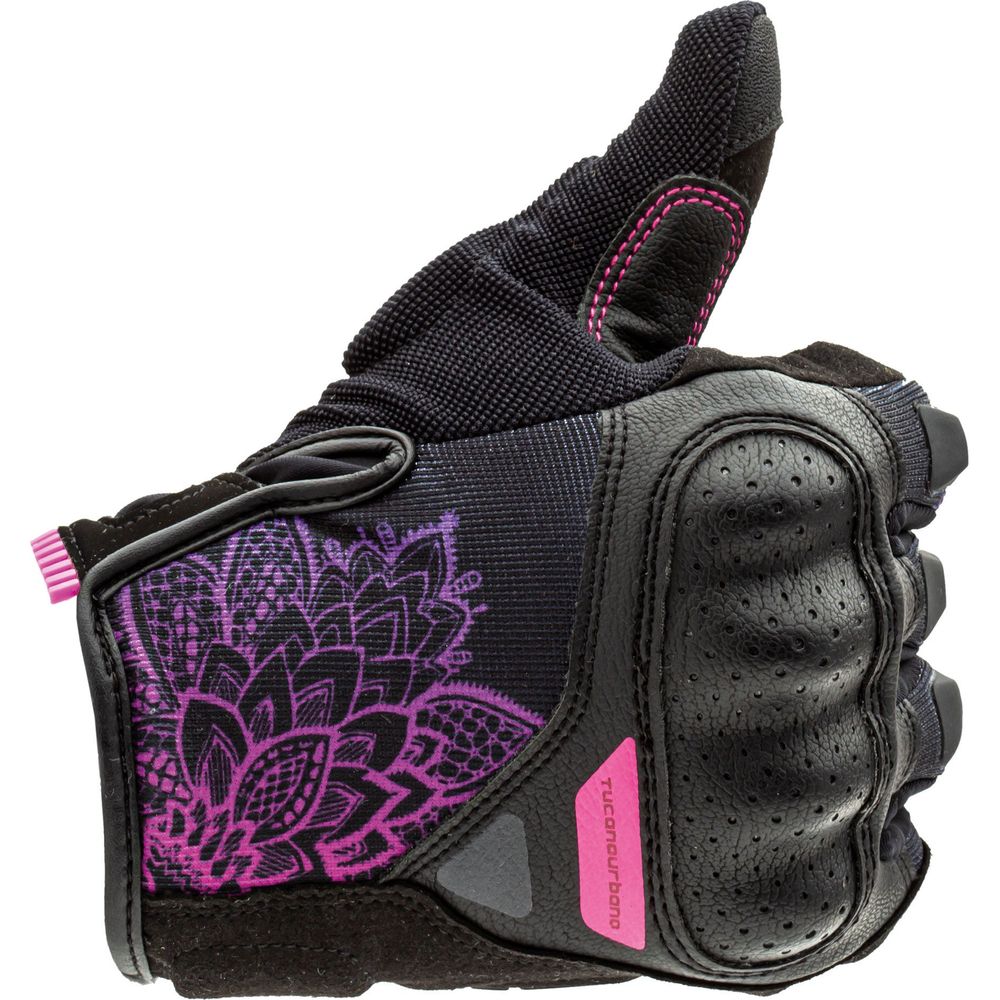 Tucano Urbano Lady Stacca Ladies Gloves Black / Violet Graphic (Image 5) - ThrottleChimp