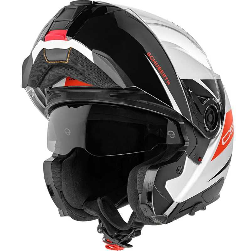 Schuberth C5 Eclipse Flip-Up Helmet Red / White (Image 2) - ThrottleChimp