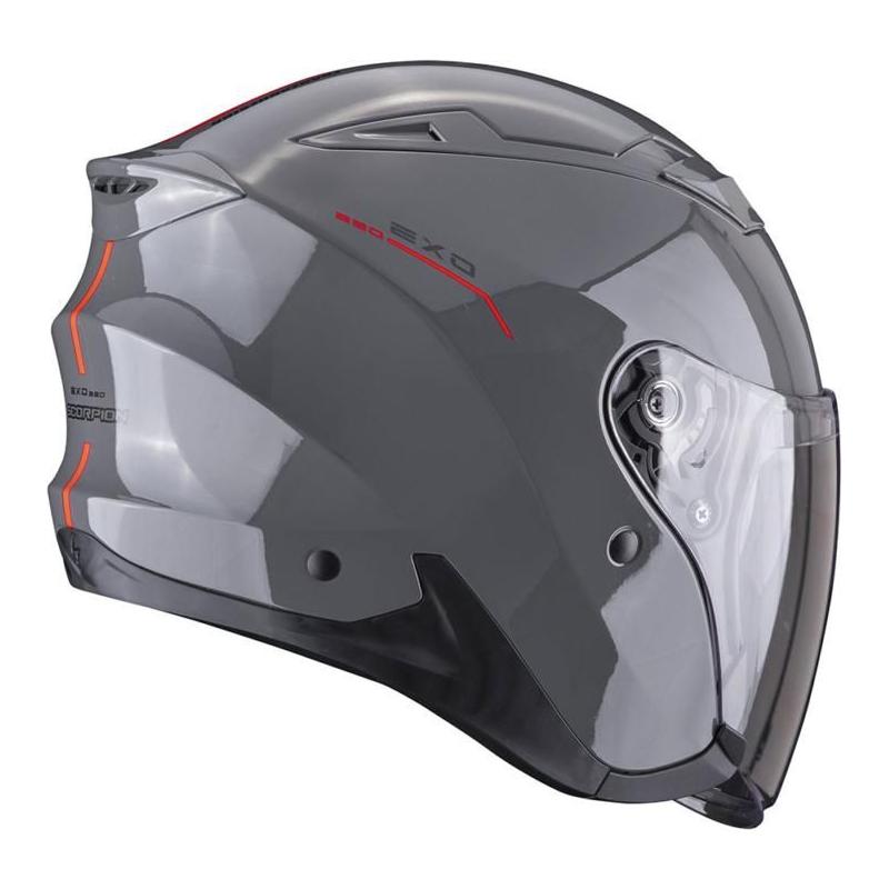 Scorpion EXO 230 SR Open Face Helmet Cement Grey / Red (Image 3) - ThrottleChimp