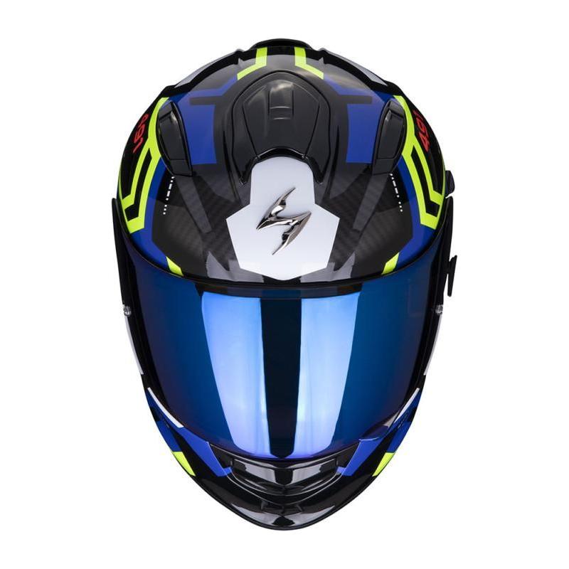 Scorpion EXO 491 Spin Full Face Helmet Black / Blue / Yellow (Image 3) - ThrottleChimp