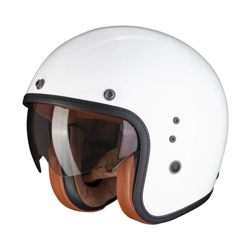 Scorpion Belfast Evo Luxe Open Face Helmet White FREE 1 YEAR Returns, FREE UK Delivery | ThrottleChimp