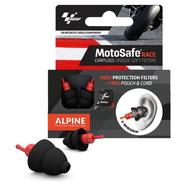 Alpine Motosafe Race Moto GP Earplugs Black FREE 1 YEAR Returns, FREE UK Delivery | ThrottleChimp