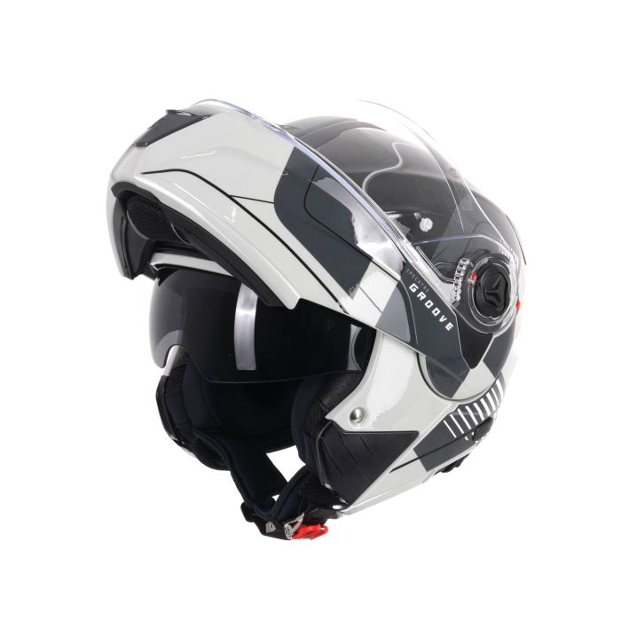 Airoh Specktre Flip Up Helmet Groove Gloss Grey FREE 1 YEAR Returns, FREE UK Delivery | ThrottleChimp