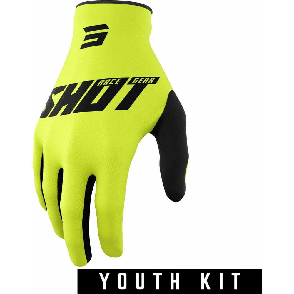 Shot Raw Youth Gloves Burst Neon Yellow - ThrottleChimp