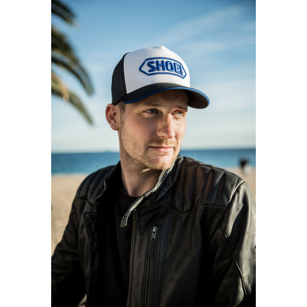 Shoei Trucker Cap White With Blue Logo FREE 1 YEAR Returns, FREE UK Delivery | ThrottleChimp