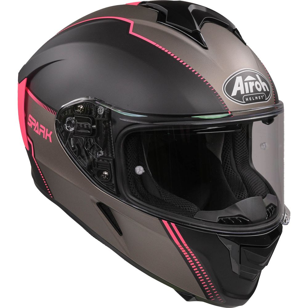 Airoh Spark Flow Full Face Helmet Matt Black / Pink FREE 1 YEAR Returns, FREE UK Delivery | ThrottleChimp