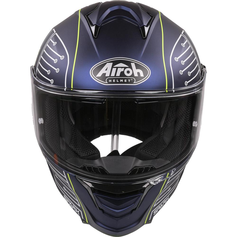 Airoh Spark Flow Full Face Helmet Fluo Yellow / Matt Blue Circuit - ThrottleChimp