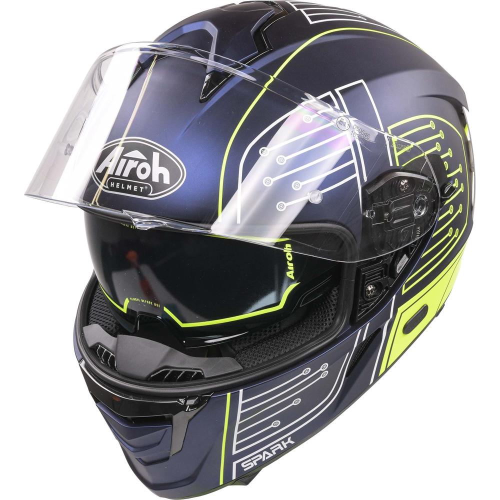 Airoh Spark Flow Full Face Helmet Fluo Yellow / Matt Blue Circuit (Image 10) - ThrottleChimp