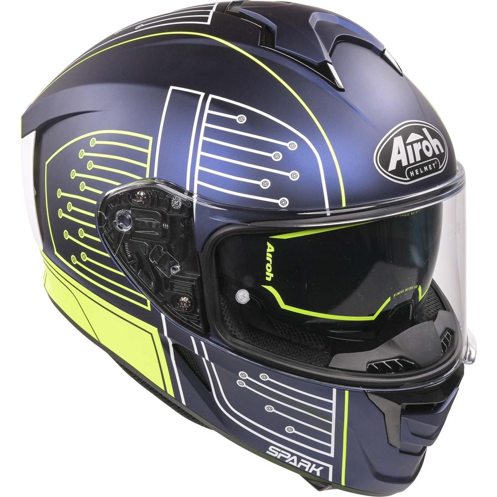 Airoh Spark Flow Full Face Helmet Fluo Yellow / Matt Blue Circuit (Image 11) - ThrottleChimp