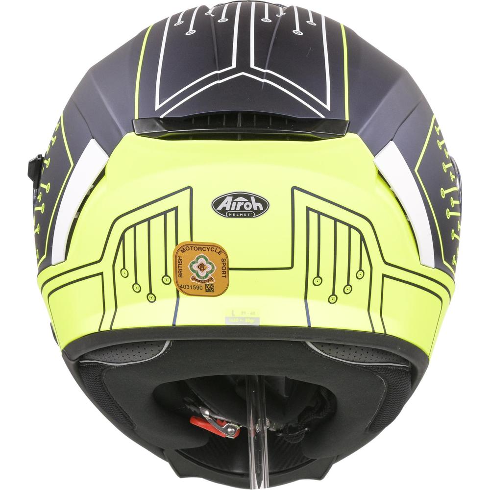 Airoh Spark Flow Full Face Helmet Fluo Yellow / Matt Blue Circuit (Image 5) - ThrottleChimp