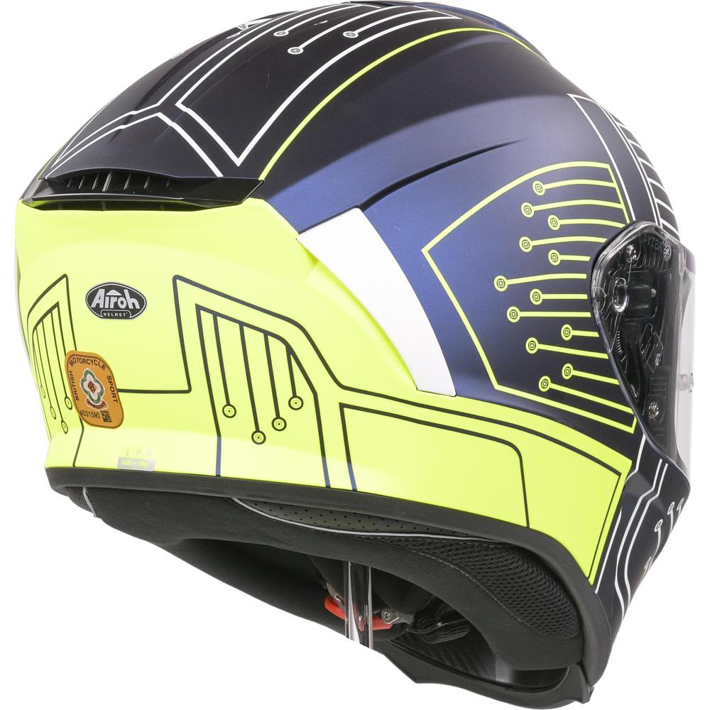 Airoh Spark Flow Full Face Helmet Fluo Yellow / Matt Blue Circuit (Image 6) - ThrottleChimp