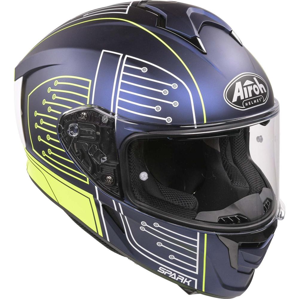 Airoh Spark Flow Full Face Helmet Fluo Yellow / Matt Blue Circuit (Image 8) - ThrottleChimp