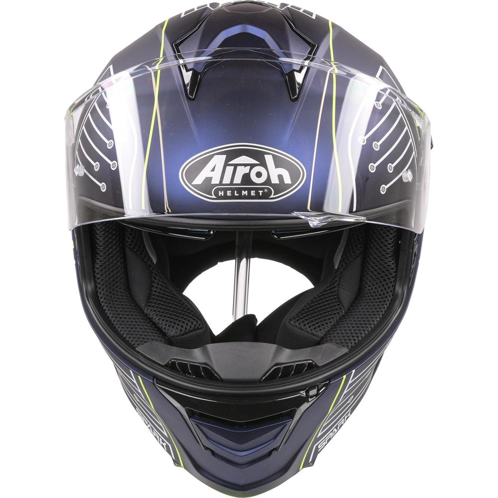 Airoh Spark Flow Full Face Helmet Fluo Yellow / Matt Blue Circuit (Image 9) - ThrottleChimp