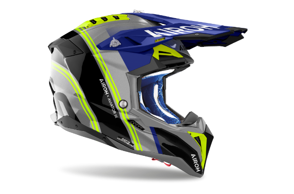 Airoh Aviator 3 Hima MX Helmet Gloss Blue FREE 1 YEAR Returns, FREE UK Delivery | ThrottleChimp