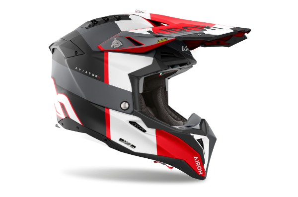 Airoh Aviator 3 Monarch MX Helmet Matt Grey / Red FREE 1 YEAR Returns, FREE UK Delivery | ThrottleChimp