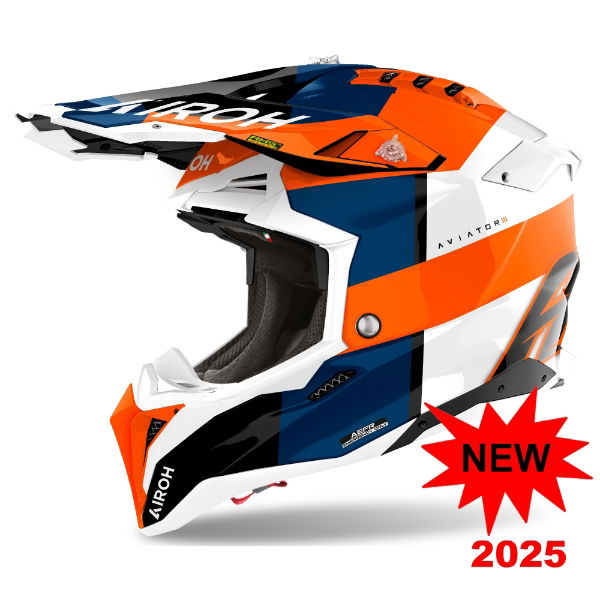 Airoh Aviator 3 Monarch MX Helmet Gloss Orange FREE 1 YEAR Returns, FREE UK Delivery | ThrottleChimp