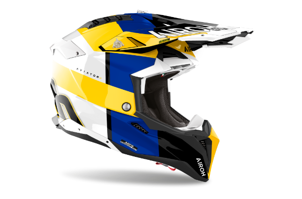 Airoh Aviator 3 Monarch MX Helmet Blue / Yellow FREE 1 YEAR Returns, FREE UK Delivery | ThrottleChimp