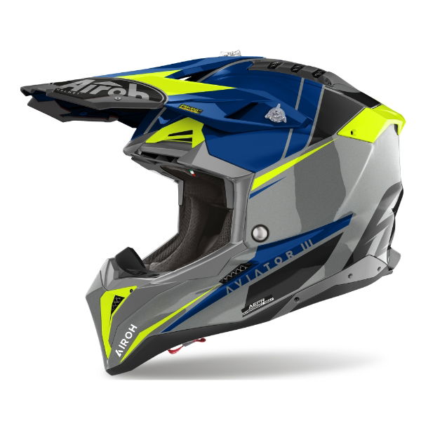 Airoh Aviator 3 Push MX Helmet Gloss Blue FREE 1 YEAR Returns, FREE UK Delivery | ThrottleChimp