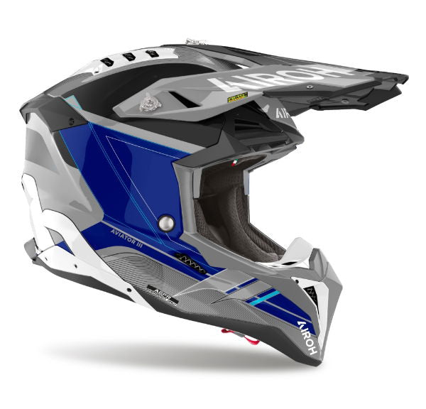 Airoh Aviator 3 Saber MX Helmet Gloss Blue FREE 1 YEAR Returns, FREE UK Delivery | ThrottleChimp