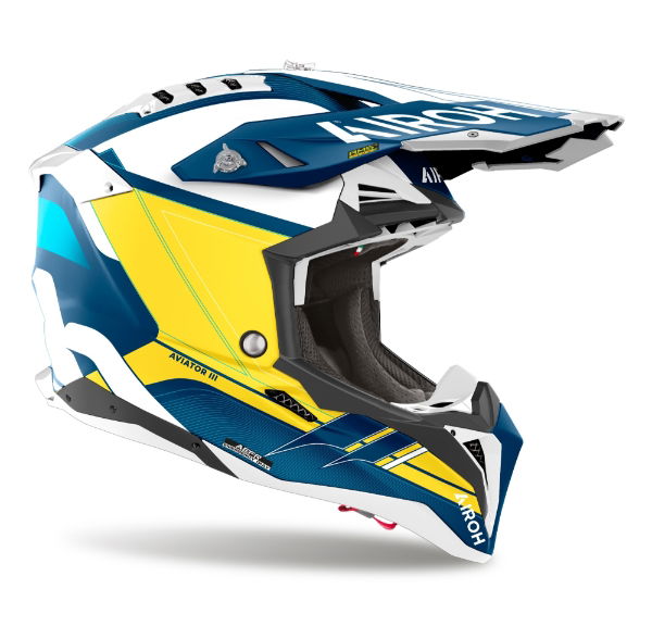 Airoh Aviator 3 Saber MX Helmet Matt Blue FREE 1 YEAR Returns, FREE UK Delivery | ThrottleChimp