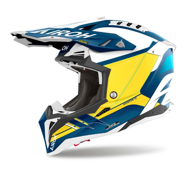 Airoh Aviator 3 Saber MX Helmet Matt Blue FREE 1 YEAR Returns, FREE UK Delivery | ThrottleChimp