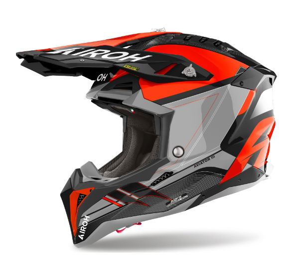 Airoh Aviator 3 Saber MX Helmet Gloss Orange FREE 1 YEAR Returns, FREE UK Delivery | ThrottleChimp