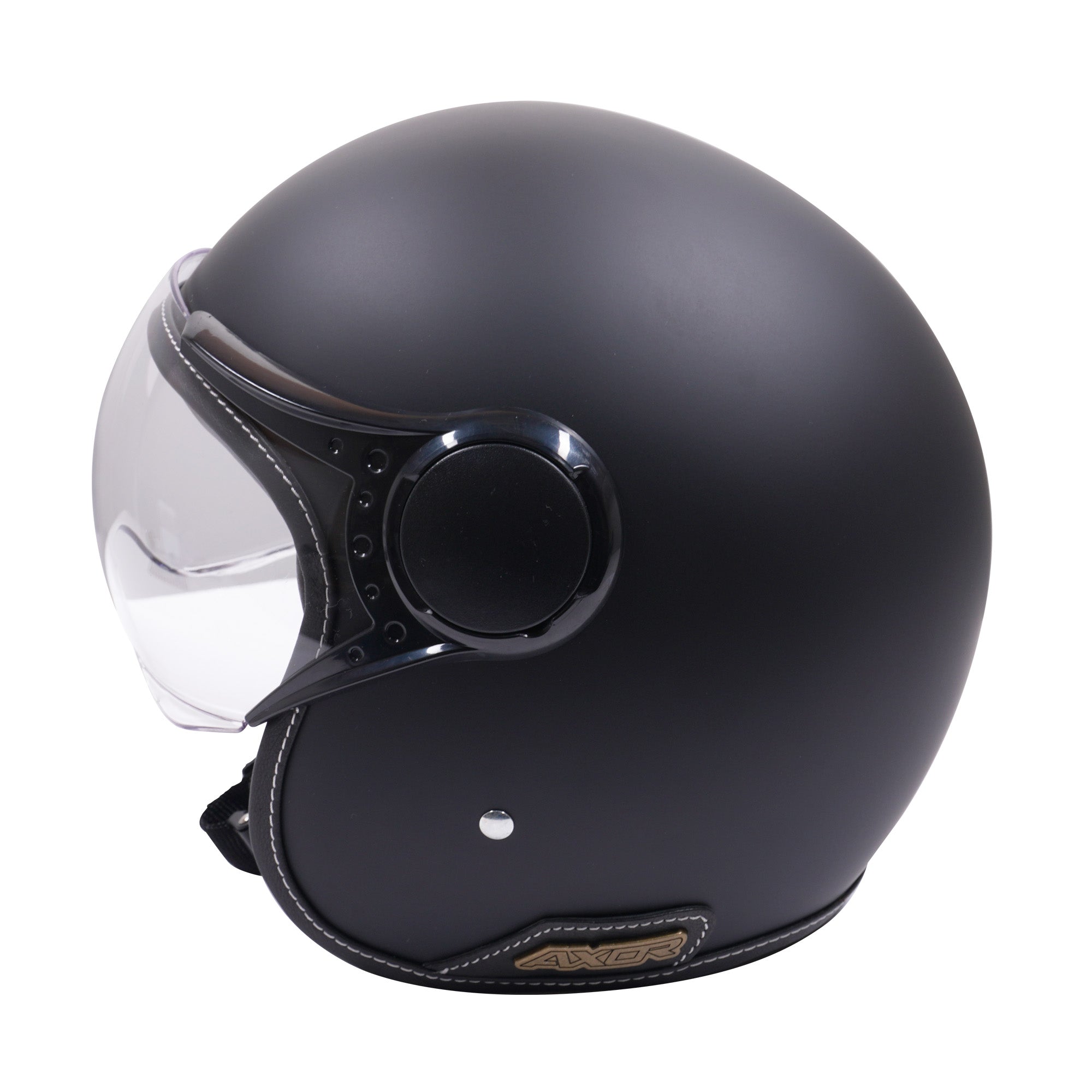 Axor Retro Jet Open Face Helmet Matt Black / Black  FREE 1 YEAR Returns, FREE UK Delivery | ThrottleChimp