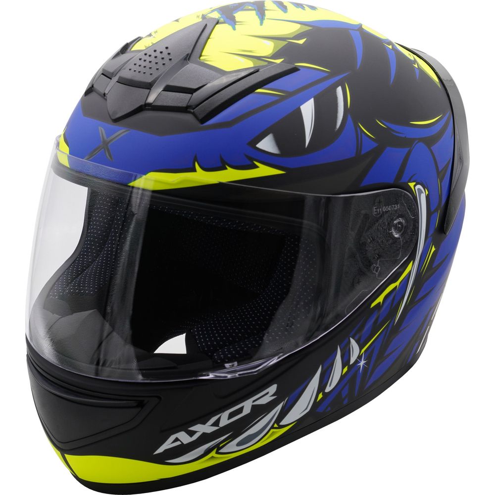 Axor Rage Full Face Helmet Matt Python Blue / Yellow / Black - ThrottleChimp