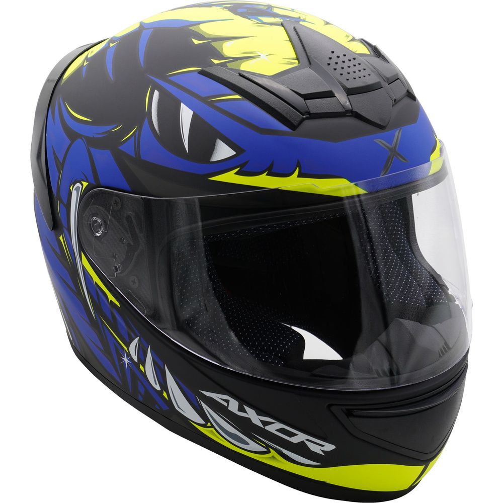 Axor Rage Full Face Helmet Matt Python Blue / Yellow / Black (Image 2) - ThrottleChimp