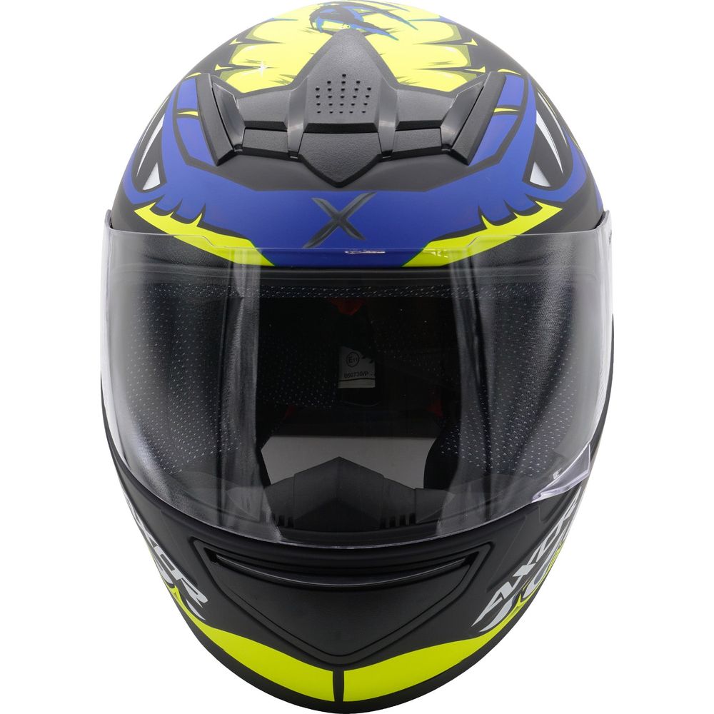 Axor Rage Full Face Helmet Matt Python Blue / Yellow / Black (Image 3) - ThrottleChimp