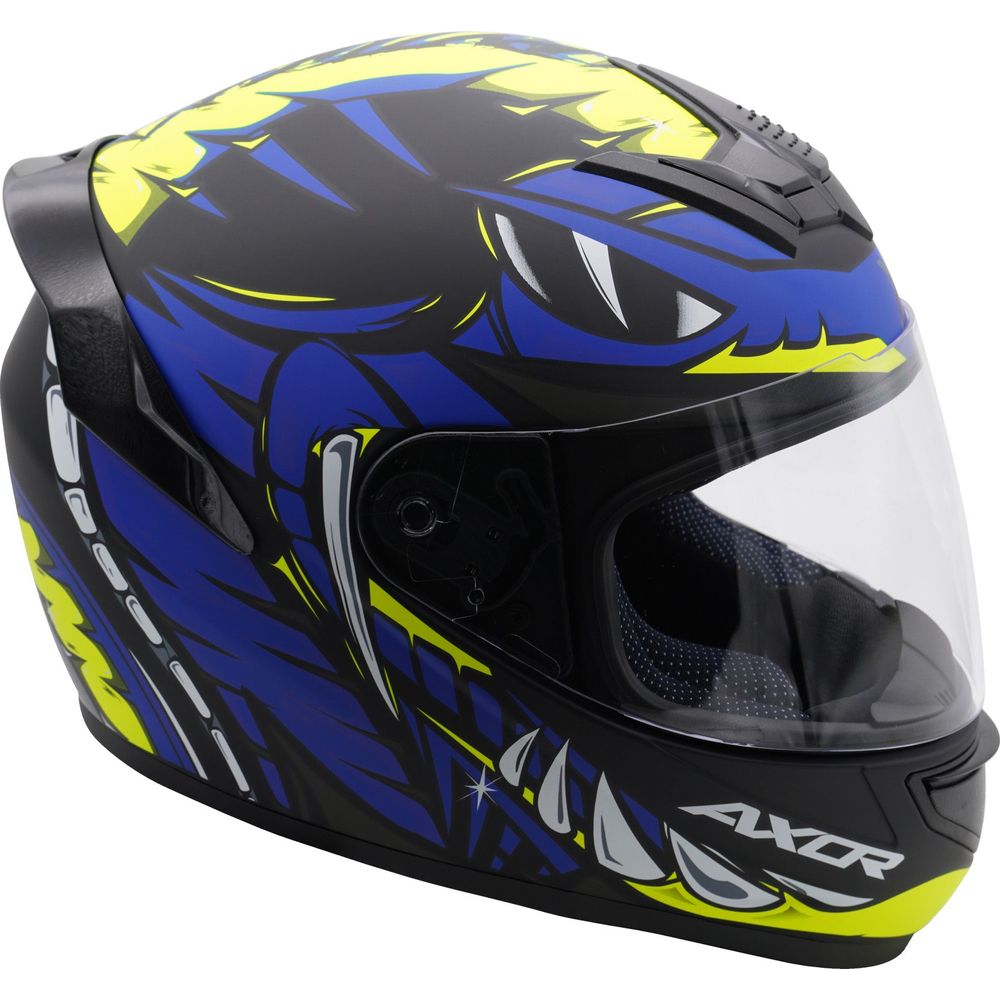 Axor Rage Full Face Helmet Matt Python Blue / Yellow / Black (Image 4) - ThrottleChimp