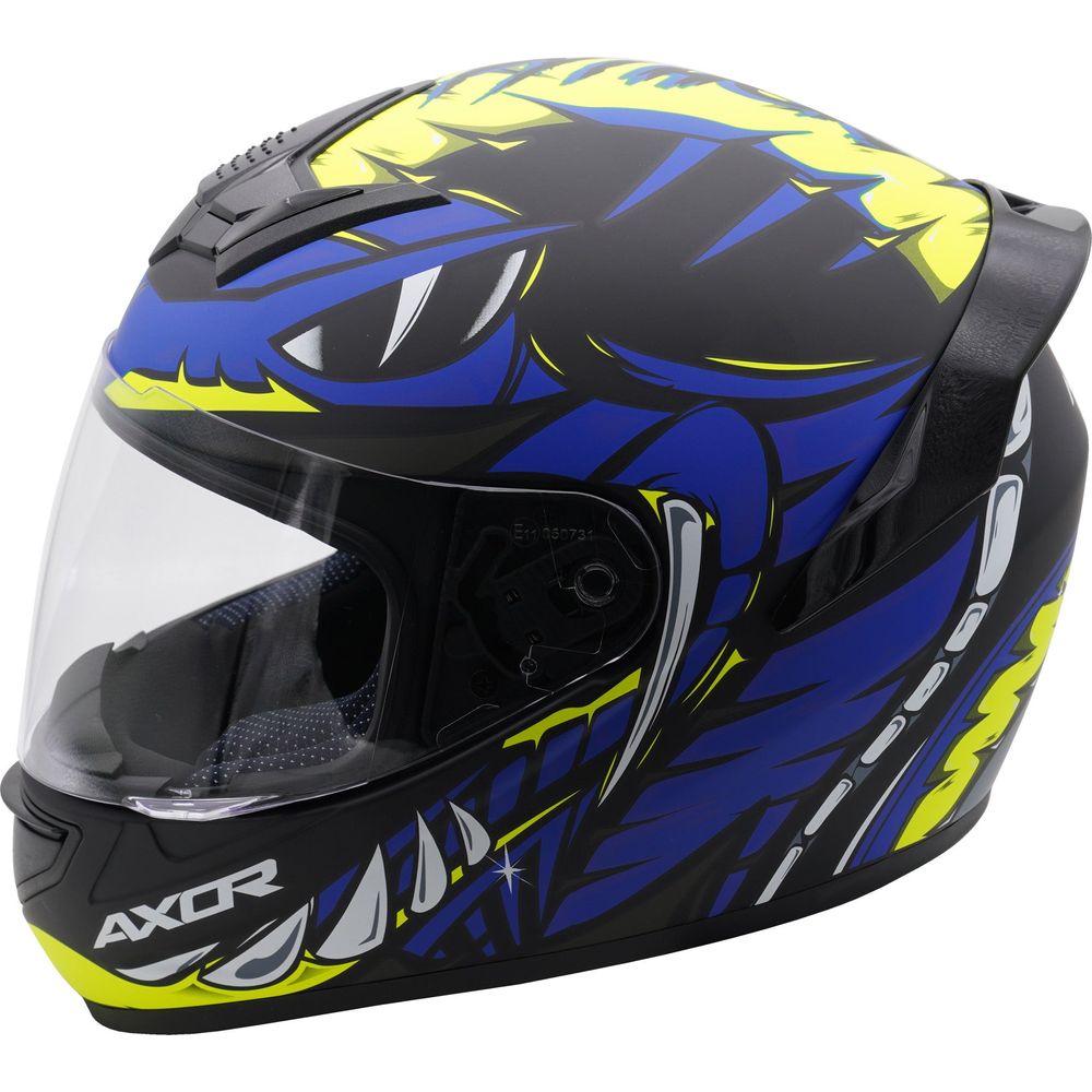 Axor Rage Full Face Helmet Matt Python Blue / Yellow / Black (Image 5) - ThrottleChimp