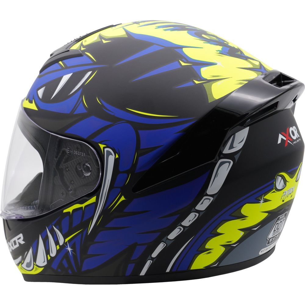 Axor Rage Full Face Helmet Matt Python Blue / Yellow / Black (Image 6) - ThrottleChimp