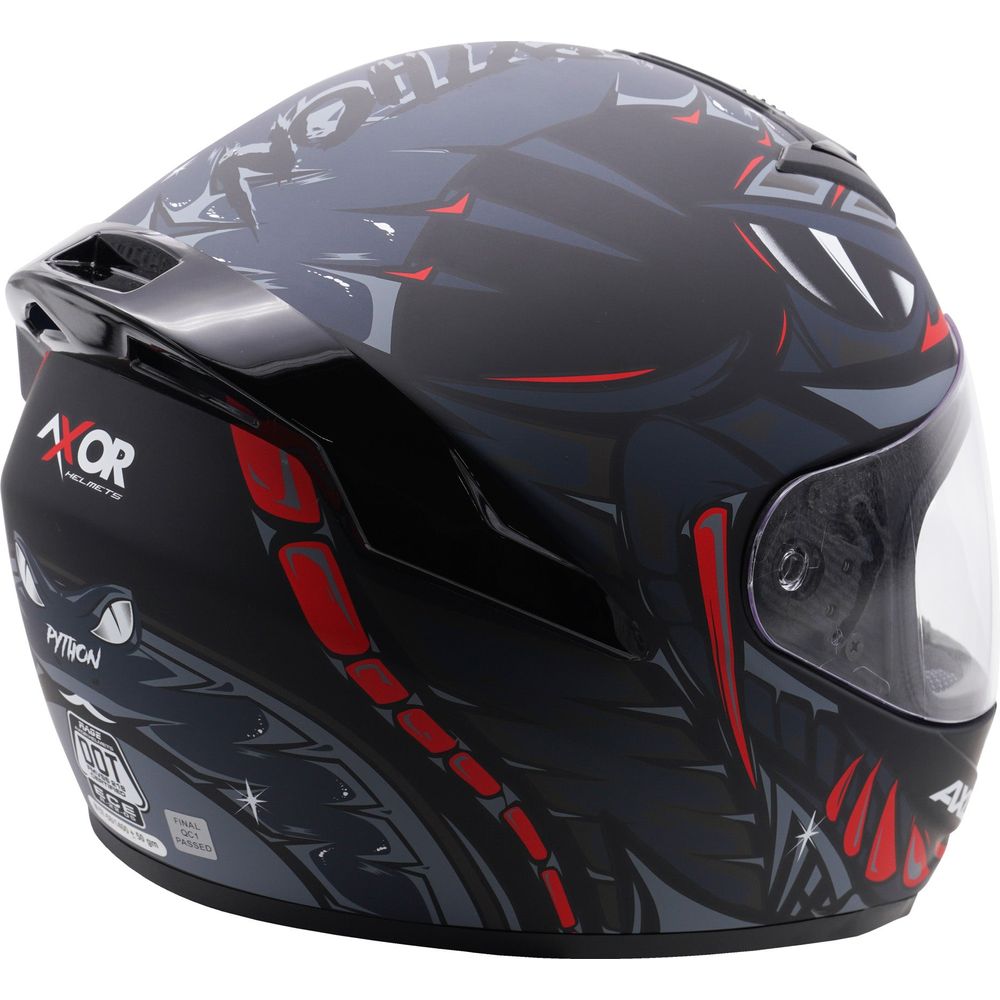 Axor Rage Full Face Helmet Matt Python Black / Grey / Red (Image 7) - ThrottleChimp