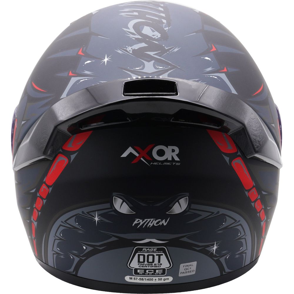 Axor Rage Full Face Helmet Matt Python Black / Grey / Red (Image 8) - ThrottleChimp