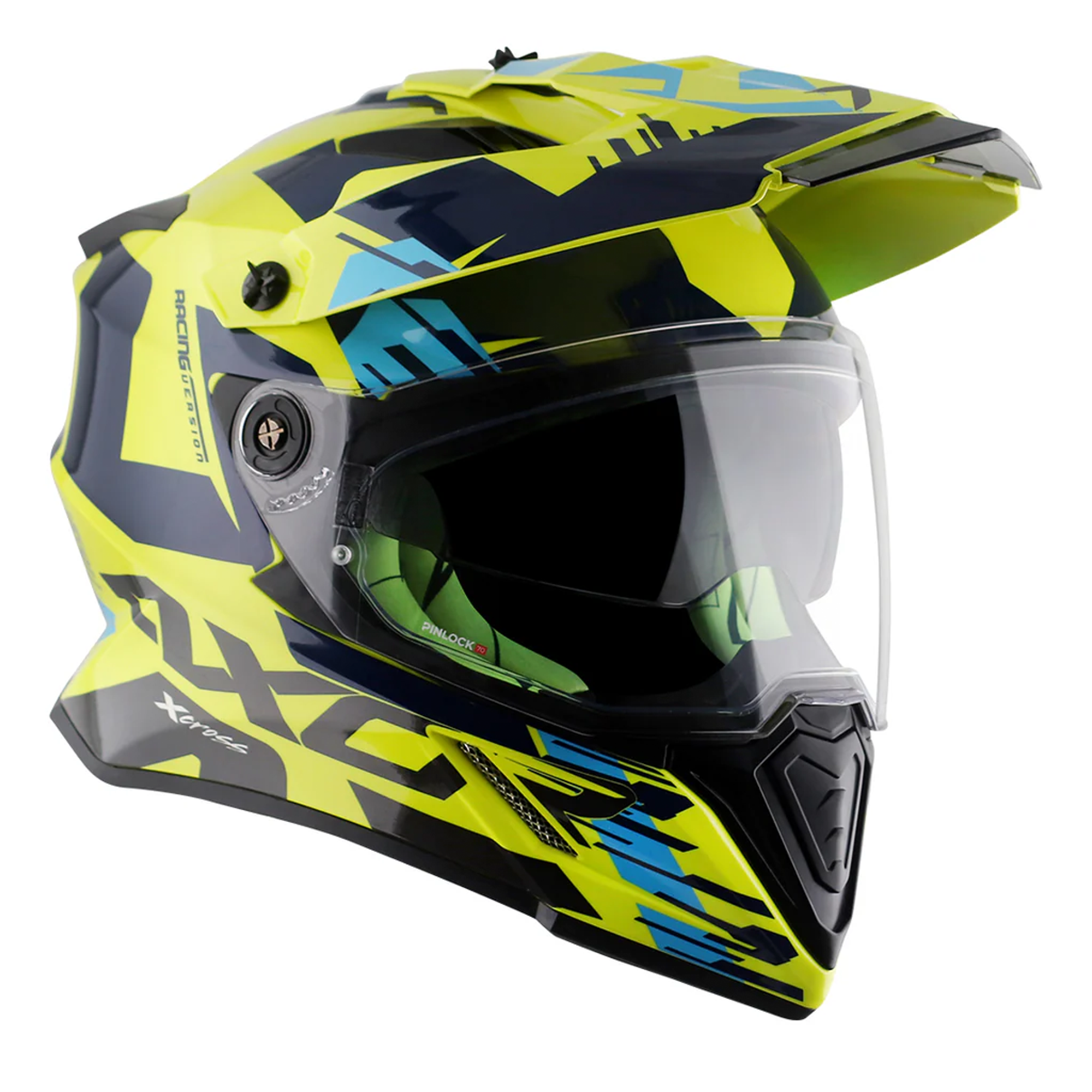 Axor X-Cross Adventure Helmet Neon Yellow / Gloss Blue  FREE 1 YEAR Returns, FREE UK Delivery | ThrottleChimp